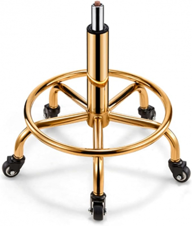 Scaun cosmetician, hidraulic, cu piston, 33x61cm, rotund, taburet cu roti, Negru cu Auriu [4]