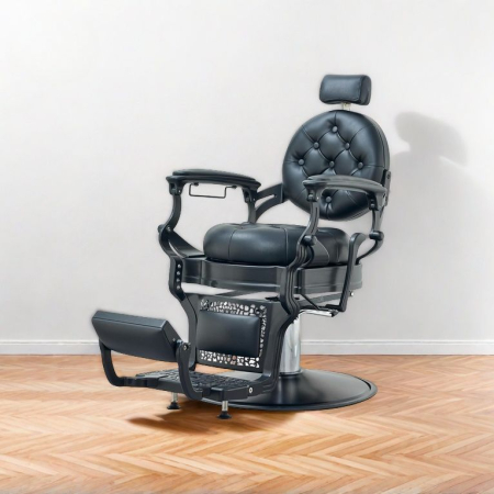 Scaun frizerie Kingsley negru profesional – reglaj hidraulic, spătar ergonomic, bază stabilă [4]