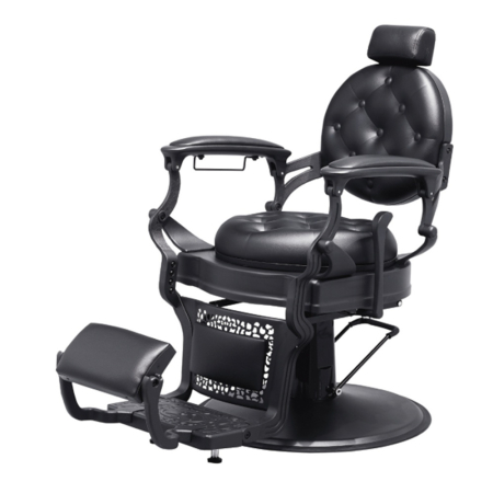 Scaun frizerie - Scaun frizerie Kingsley negru profesional – reglaj hidraulic, spătar ergonomic, bază stabilă