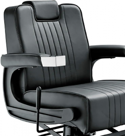 Scaun frizerie pentru Barber Shop, negru, luxos, cu tetiera, rabatabil pe spate [2]