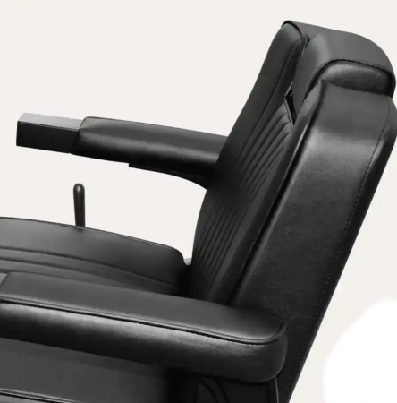 Scaun frizerie pentru Barber Shop, negru, luxos, cu tetiera, rabatabil pe spate [5]
