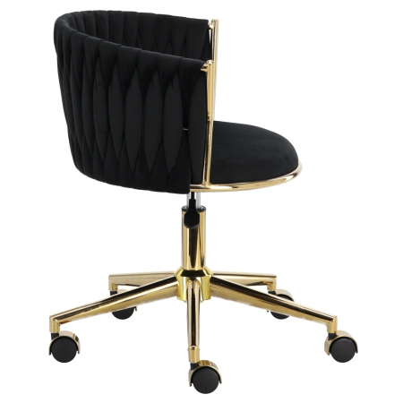 Scaun manichiuriste, Spa, Catifea Luxoasa, pentru salon infrumusetare, negru cu auriu, hidraulic [2]
