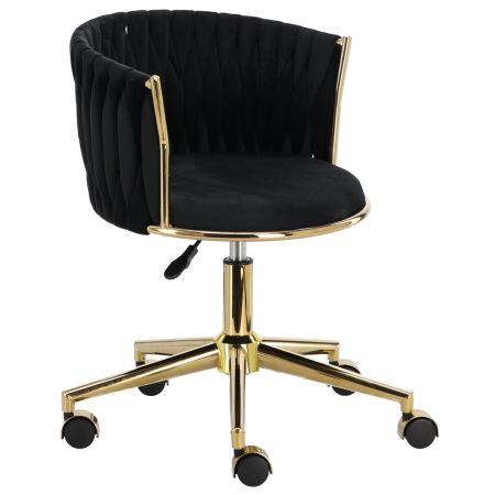 Scaun manichiuriste, Spa, Catifea Luxoasa, pentru salon infrumusetare, negru cu auriu, hidraulic [1]
