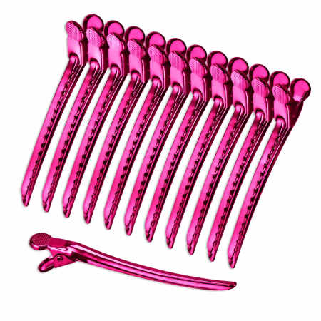 Coafor si Frizerie - Set 12 Clipsuri Coafor Metalice Profesionale 10,5 cm – Clame Frizerie, Fuxi