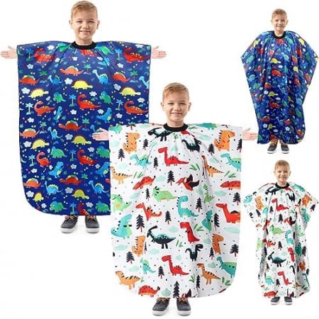 Pelerina tuns - Set 2 Pelerine pentru tuns copii, baitei si fetite, cu imprimeu Dinosauri