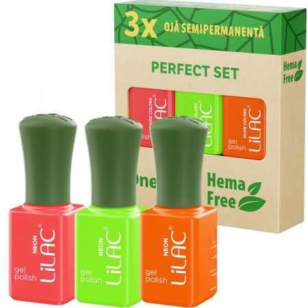Manichiura si pedichiura - Set 3 oje semipermanente fara Hema, Colectia neon, 3 bucati