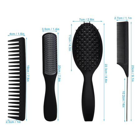 Set 4 perii coafor si piepteni frizerie, negri [4]