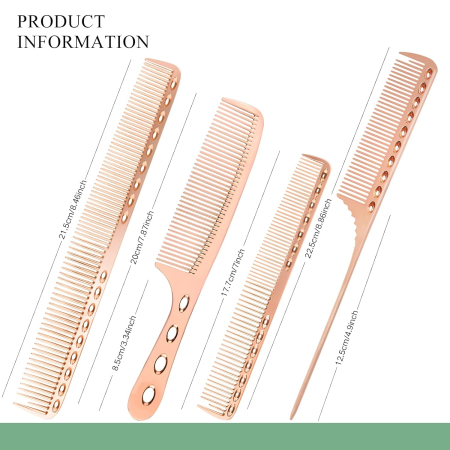 Set 4 piepteni frizerie coafor, metalici, auriu gold, profesionali [5]