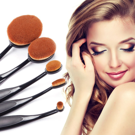 Pensule Machiaj - Set 5 pensule machiaj make up ovale rotunde