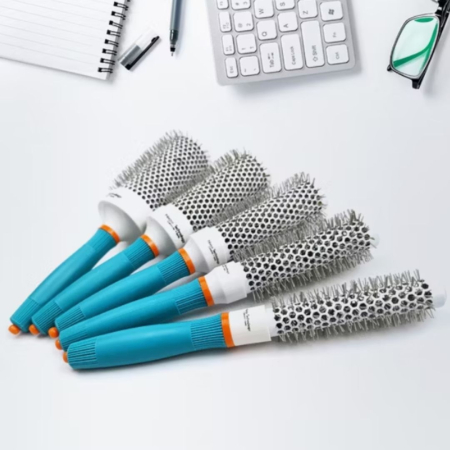 Set 5 Perii Coafor Profesionale Ceramice Ionice Rotunde Gri cu Albastru – 19, 25, 32, 45, 53 mm [4]