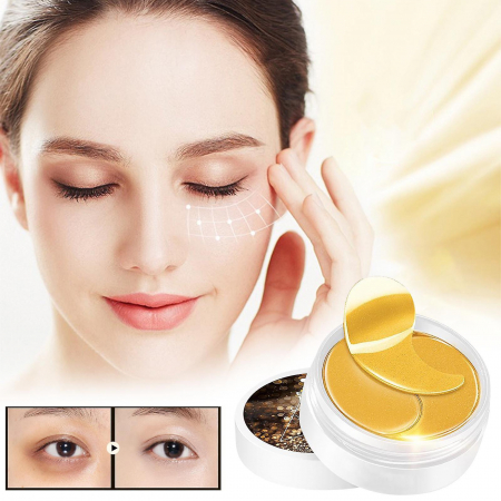 Seturi cosmetice - Set 60 Plasturi Hidrogel pentru Ochi cu Aur, Spirulina si Colagen Hidrolizat, Wokali Eye Patch