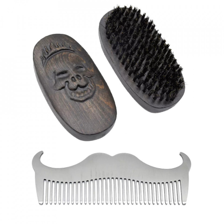 Coafor si Frizerie - Set barber, Ardette, PER01, 2 piese, cu perie si pieptene metalic, pentru ingrijire barba si mustata
