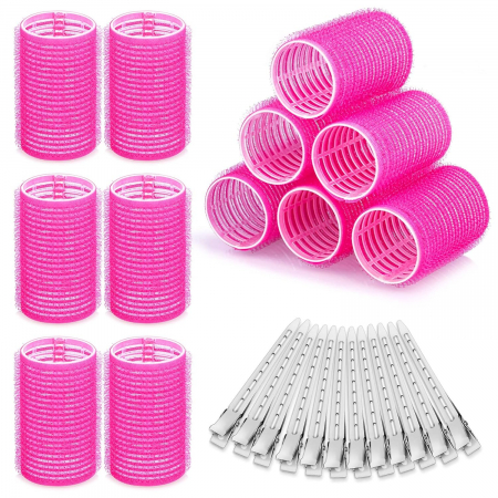 Bigudiuri - Set Bigudiuri mari cu scai, 12 buc, cu 12 clame coafor metalice