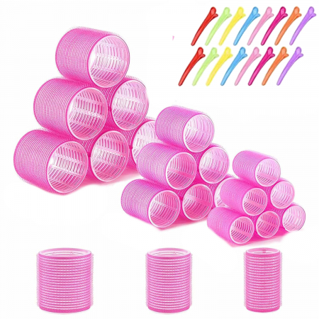 Bigudiuri - Set Bigudiuri mari cu scai, 3 marimi, 18 buc +18 clame coafor in gentuta