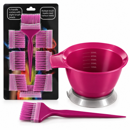 Coafor si Frizerie - Set bol vopsit parul 500 ml cu pensula 8 in 1, capete interschimbabile