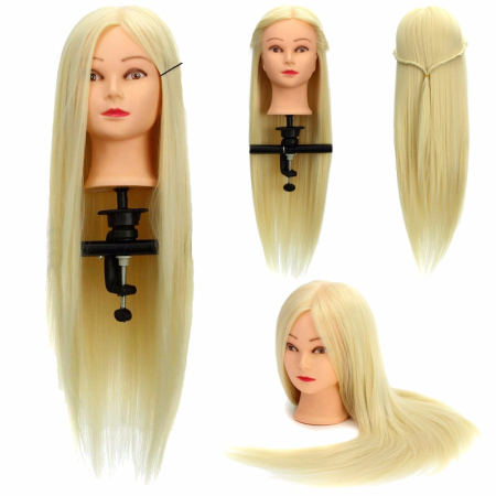 Set cap manechin cu par Blond, Bride, cu pieptan mireasa si ace coc nunta [2]