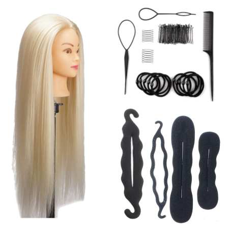 Set manechine cu par - Set cap manechin cu par Blond, Petra, pentru frizerie coafor