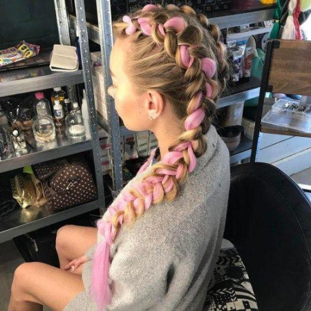 Set cap practica manechin Laura cu extensii colorate pentru exersat coafuri impletituri salon frizerie [4]