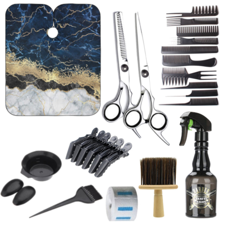Coafor si Frizerie - Set complet barber shop pentru frizerie, MarbleGrey,11 piese