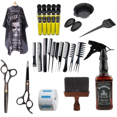 Coafor si Frizerie - Set complet frizerie coafor Seno03 cu foarfeca tuns filat pelerina pamatuf pulverizator tuns