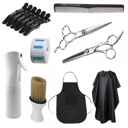 Coafor si Frizerie - Set complet kit ustensite accesorii frizerie coafor cu foarfeca de tuns si filat SF04