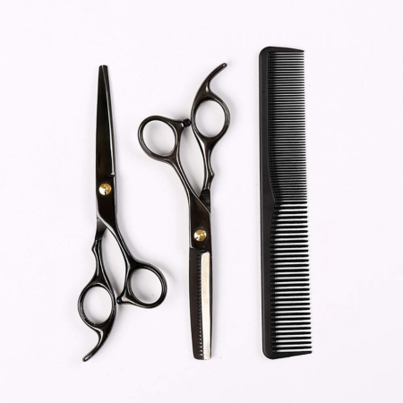 Set complet kit ustensite accesorii frizerie coafor NECK cu foarfeca de tuns si filat [5]