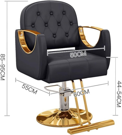 Set complet mobilier coafor 5 piese – negru cu gold, scaun frizerie, scafă, oglindă LED [6]