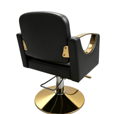 Set complet mobilier coafor 5 piese – negru cu gold, scaun frizerie, scafă, oglindă LED [4]