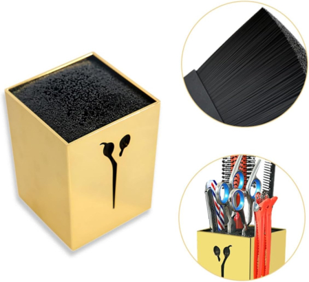 Set complet mobilier coafor 6 piese – negru cu gold, scaun frizerie, scafă, oglindă LED [7]