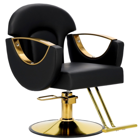 Set complet mobilier coafor cu 2 posturi de lucru – negru cu auriu, cu scafa frizerie, scaune coafor si oglinzi [2]