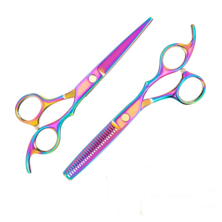 Set foarfeca de tuns si filat cameleon marime 6 si pieptan carbon pentru frizerie salon Arcada [4]