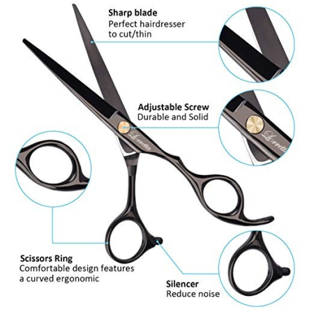 Set foarfeca de tuns si filat negru Baroc marime 6" si pieptan carbon clame pentru frizerie salon [2]