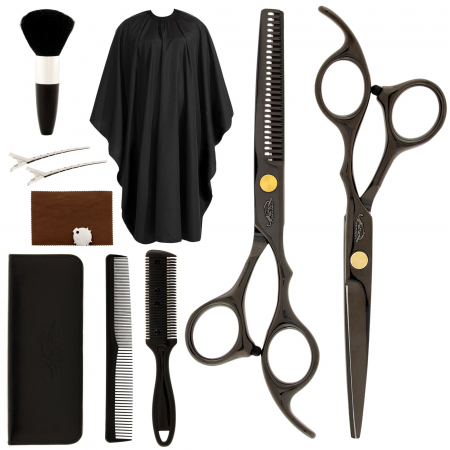 Set foarfece tuns - foarfeca tuns foarfeca de filat cu pamatuf, husa depozitare, clips metal, pieptan
