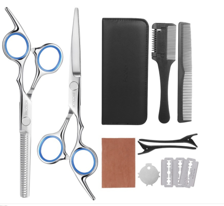 Coafor si Frizerie - Set foarfecă tuns și filat profesionale – frizerie & coafor, cu brici