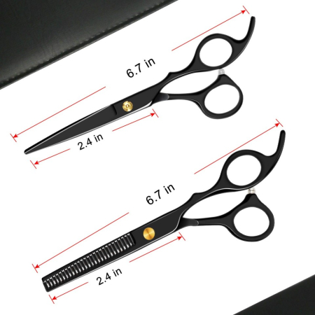 Set foarfece de tuns si filat Nirvana 6" negru cu geanta depozitare, pelerina pentru frizerie coafor salon [4]