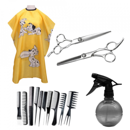 Set frizerie Ardette, Kids04, cu foarfeca de tuns si filat, pelerina tuns, pulverizator si 10 piepteni pentru copii [0]
