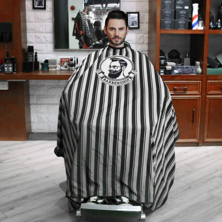 Set frizerie barber shop Supreme cu foarfeca de tuns Henbor pulverizator Whisky pelerina cu dungi [6]