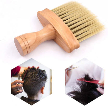 Set frizerie coafor AdrianoL cu pelerina manta si pamatuf maner Lemn [4]