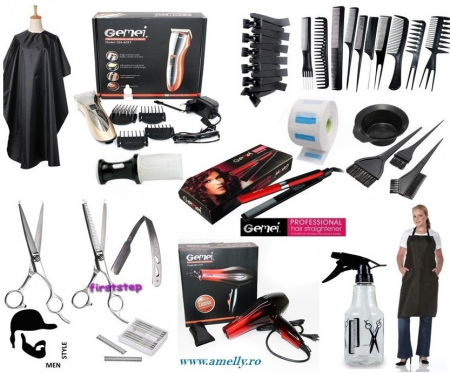 Seturi frizerie & coafor - Set frizerie coafor complet FoolMoon profesional cu uscator, placa si masina tuns