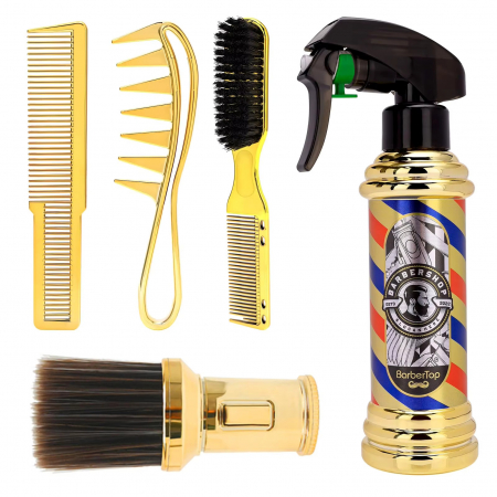 Set frizerie complet profesional cu foarfeca tuns filat, 14 piese, Gold auriu [3]