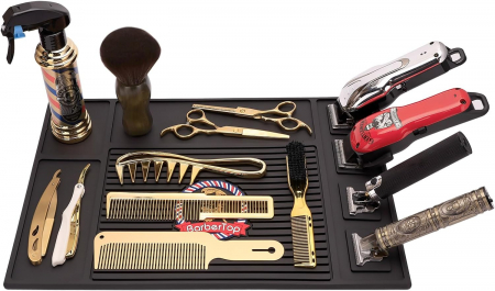 Set frizerie complet profesional cu foarfeca tuns filat, 14 piese, Gold auriu [10]