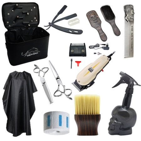 Seturi frizerie & coafor - Set frizerie Complex cu foarfeca tuns filat masina tuns si geanta coafor