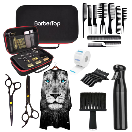 Coafor si Frizerie - Set Frizerie Profesional Complet 9 Piese – Foarfeci Tuns & Filat 6”, Geantă Frizerie