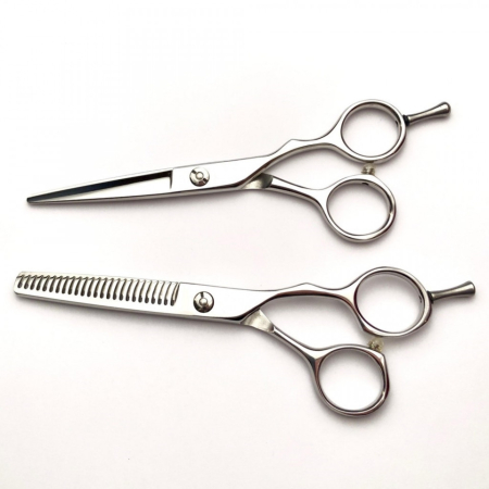 Set frizerie Vincent cu foarfeca tuns si filat, pelerina coafor, brici metalic, pamatuf si pulverizator imitatie sticla Whisky [2]