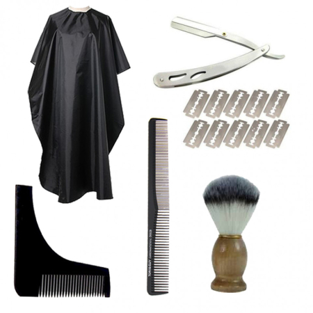 Coafor si Frizerie - Set ingrijire barba pentru barbati brici manta pamatuf pieptene Fabios
