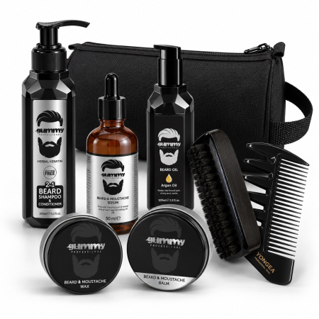 Ingrijire personala & Cosmetice - Set Îngrijire Barbă și Mustață Gummy – Kit Complet Grooming pentru Bărbați, 8 Piese