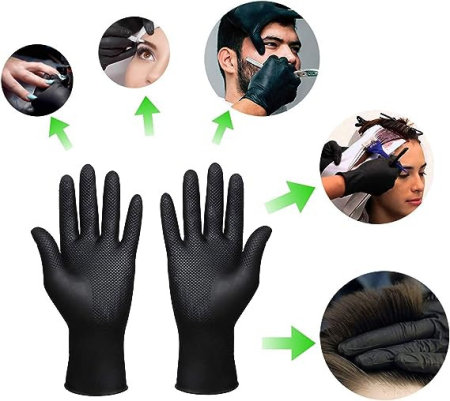 Set manusi reutilizabile profesionale, Latex, Negre, cu Aspiritati, pentru salon de infrumusetare [4]