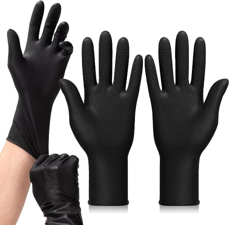 Coafor si Frizerie - Set manusi reutilizabile profesionale, Latex, Negre, cu Aspiritati, pentru salon de infrumusetare
