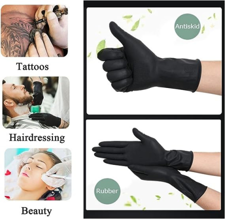 Set manusi reutilizabile profesionale, Latex, Negre, cu Aspiritati, pentru salon de infrumusetare [7]
