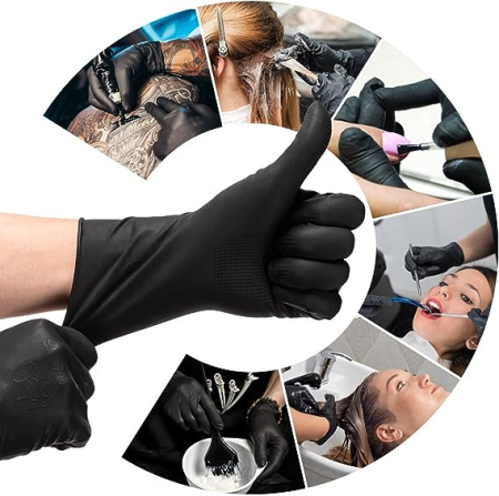 Set manusi reutilizabile profesionale, Latex, Negre, cu Aspiritati, pentru salon de infrumusetare [5]